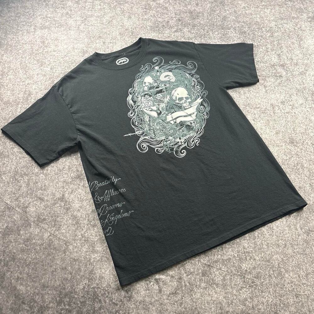 Ecko Unltd Y2K Skull Snake Graphic T Shirt Black Grunge Goth Men’s Large